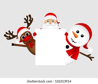 Santa Claus with snowman and reindeer 