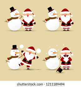 Santa Claus and  snowman.vector illustration.