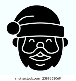 Santa Claus solid icon. Grandfather smilling face with conic hat. Christmas vector design concept, glyph style pictogram on white background, use for web and app. Eps 10
