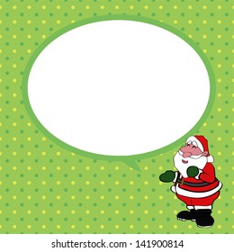  Santa claus  with speech bubble green background vector