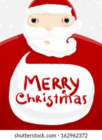 Santa Claus with Speech Bubble. Vector illustration for retro Christmas cards design.