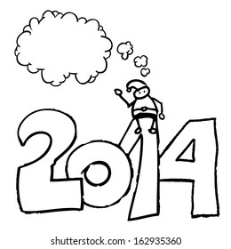 Santa Claus Speech bubble Year 2014