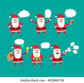 santa claus with speech bubbles set