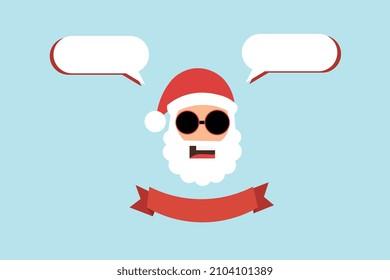 Santa Claus with speech clouds on a blue background, vector size and modern style illustration.