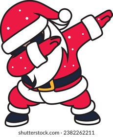 Papá Noel, de pie, bailando, haciendo movimientos de danza, bailando. Fiesta de Navidad. Ilustración del vector