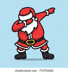 Santa claus, standing, dancing, making dab move, dabbing. Christmas party. Vector illustration.