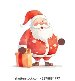 Santa claus standing with a gift vector illustration 2