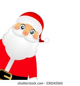 Santa Claus standing on a white background, vector illustration.