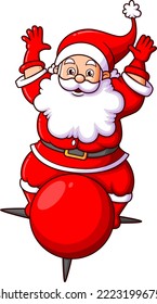 El claus de santa está de pie y estabilizando el cuerpo en la bola de ilustración