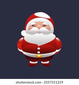 Santa Claus standing upright, Christmas design elements, Vector cartoon illustration