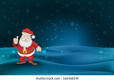 santa claus standing at winter landscape snowfall vector illustration