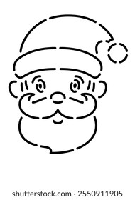 Santa Claus stencil design for decorating gingerbread, cookies and other confectionery - vector template for cutting. Design Paint Your Own, PYO, Cookie Stencil