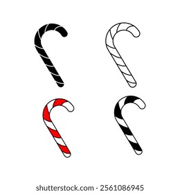 Santa Claus Stick icon set. vector illustration, pictogram isolated on white background. color editable