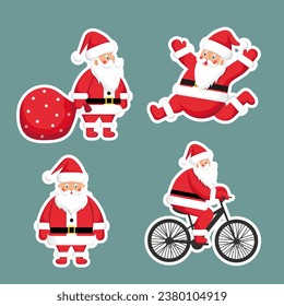 Colección de stickers de Santa Claus. Ilustración vectorial