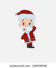 Santa Claus sticks out his tongue in gesture of funny shyness.																									