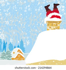 Santa Claus stuck in the chimney