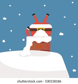 Santa Claus stuck in the chimney. 