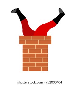 Santa Claus stuck in chimney. Legs Santa isolated. Christmas and New Year illustration
