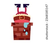 santa claus stuck in the chimney vector isolated