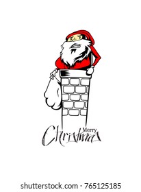 Santa Claus stuck in the chimney, vector illustration