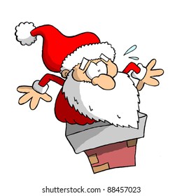 Santa Claus stuck in chimney (vector)