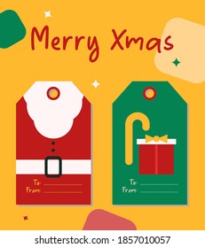 Ilustración geométrica simple de Santa Claus para etiquetas y etiquetas de regalo de Navidad