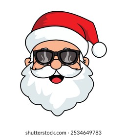 Santa claus with sunglasses - fun christmas winter illustration on white background