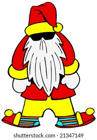 Santa Claus in sunglasses like Big Boss