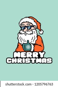 SANTA CLAUS IN SUNGLASSES LIKE SIGN POSTCARD MINT BACKGROUND