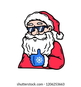 SANTA CLAUS IN SUNGLASSES LIKE SIGN WHITE BACKGROUND