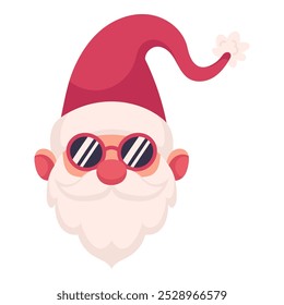 Santa Claus in sunglasses, white background, hand drawn