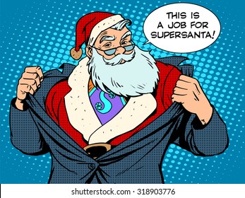 Santa Claus super hero retro style pop art