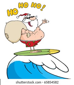 Santa Claus Surfing