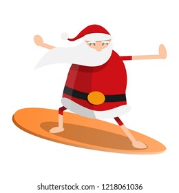 Santa claus surfing icon. Cartoon of santa claus surfing vector icon for web design isolated on white background