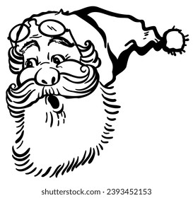 Santa Claus surprised vector Christmas illustration isolated on white. Santa's shocked retro x-mas christmas illustration