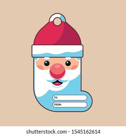 Santa Claus tag for gift. Vector illustration. Christmas character. Flat style.