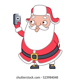 Santa Claus Taking A Selfie On A Smartphone (vector illustration)