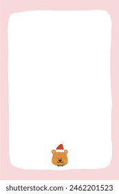 santa claus teddy bear frame, illustration christmas border	