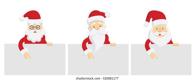 Santa Claus template set. Isolated Santa with template space for text, decoration and others.