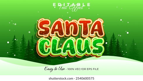 Santa claus text effect, 3d christmas typography template graphic style