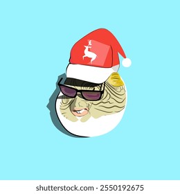 Santa Claus themed puffer fish vector design with cute colors for book covers, t-shirts, banners and others