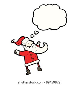 santa claus con la caricatura de la burbuja del pensamiento
