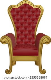 santa claus throne. gold and red christmas decorative armchair	