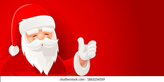 Santa Claus thumbs up with a red background