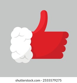 Santa Claus Thumbs Up. Approbation Vector. Approved Flat Illustration. Christmas. December. Winter. Xmas.