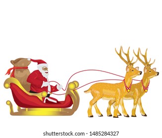 Santa Claus and two deer on white background vector design