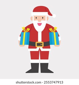 Santa Claus. Santa Claus with two gifts
