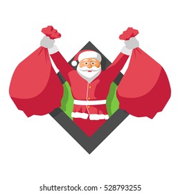 Santa Claus with two sacks.