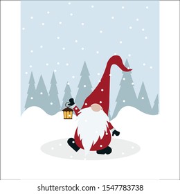 Santa claus under the snow greeting card design.