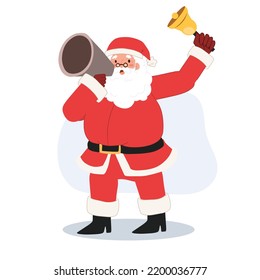 Santa claus is using megaphone. annoucement. Winter sale .Vector illustration.